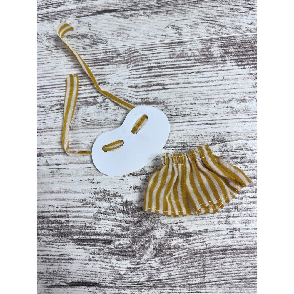Vintage 1983 Barbie Fashion Extras 4914 Gold White Striped Skirt Visor Hat